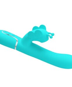 PRETTY LOVE – VIBRADOR RABBIT MULTIFUNCIÓN 4 EN 1 MARIPOSA VERDE AGUA - intimamenities.com