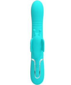 PRETTY LOVE – VIBRADOR RABBIT MULTIFUNCIÓN 4 EN 1 MARIPOSA VERDE AGUA - intimamenities.com