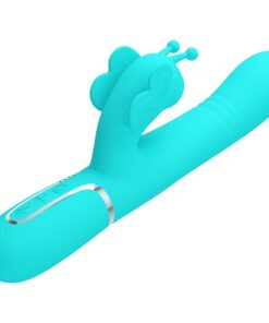 PRETTY LOVE – VIBRADOR RABBIT MULTIFUNCIÓN 4 EN 1 MARIPOSA VERDE AGUA - intimamenities.com
