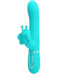 PRETTY LOVE – VIBRADOR RABBIT MULTIFUNCIÓN 4 EN 1 MARIPOSA VERDE AGUA - intimamenities.com
