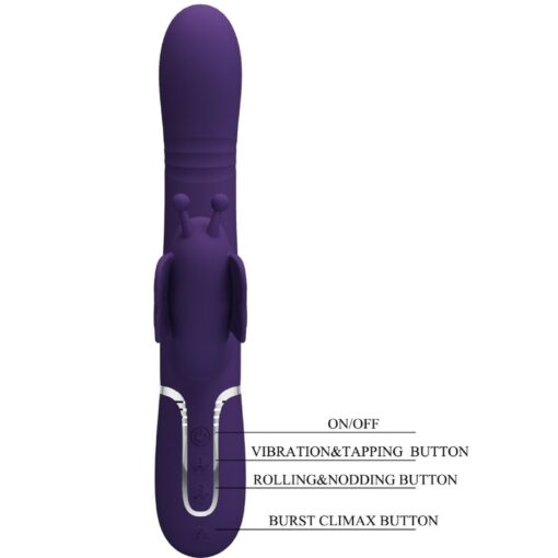PRETTY LOVE – VIBRADOR RABBIT MULTIFUNCIÓN 4 EN 1 MARIPOSA MORADO - intimamenities.com