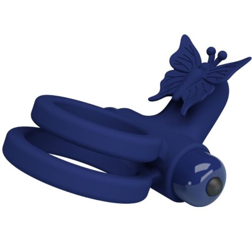 PRETTY LOVE – JAMELE DOBLE ANILLO CON VIBRACIÓN & ESTIMULADOR MARIPOSA AZUL - intimamenities.com