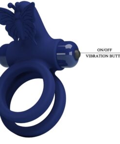 PRETTY LOVE – JAMELE DOBLE ANILLO CON VIBRACIÓN & ESTIMULADOR MARIPOSA AZUL - intimamenities.com