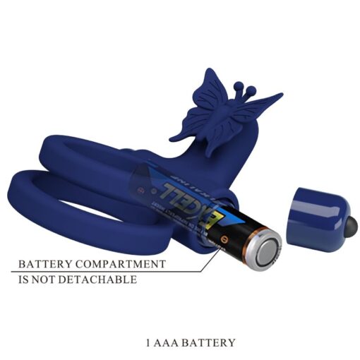 PRETTY LOVE – JAMELE DOBLE ANILLO CON VIBRACIÓN & ESTIMULADOR MARIPOSA AZUL - intimamenities.com