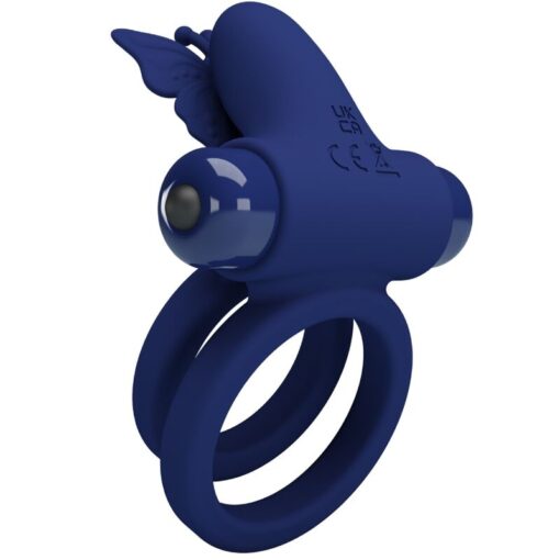 PRETTY LOVE – JAMELE DOBLE ANILLO CON VIBRACIÓN & ESTIMULADOR MARIPOSA AZUL - intimamenities.com
