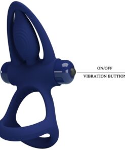 PRETTY LOVE – MAT DOBLE ANILLO CON VIBRACIÓN & ESTIMULADOR AZUL - intimamenities.com