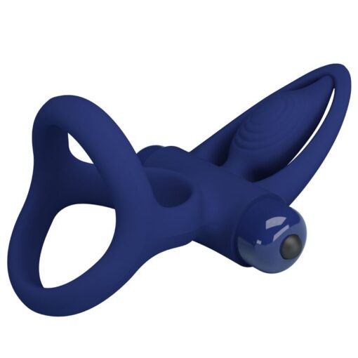 PRETTY LOVE – MAT DOBLE ANILLO CON VIBRACIÓN & ESTIMULADOR AZUL - intimamenities.com