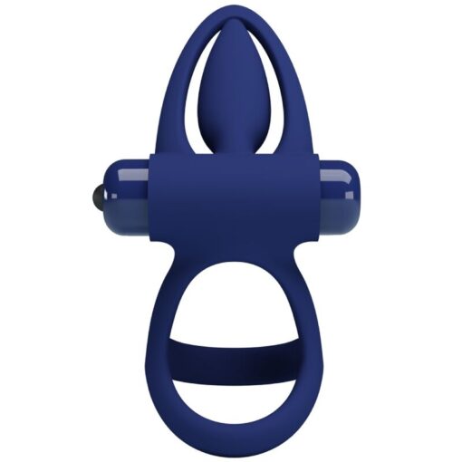 PRETTY LOVE – MAT DOBLE ANILLO CON VIBRACIÓN & ESTIMULADOR AZUL - intimamenities.com