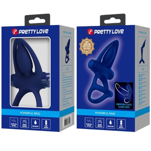 PRETTY LOVE – MAT DOBLE ANILLO CON VIBRACIÓN & ESTIMULADOR AZUL - intimamenities.com