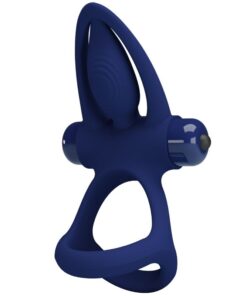 PRETTY LOVE – MAT DOBLE ANILLO CON VIBRACIÓN & ESTIMULADOR AZUL - intimamenities.com