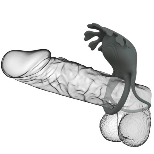 PRETTY LOVE – RUBEN DOBLE ANILLO VIBRADOR CON ESTIMULADOR GRIS - intimamenities.com