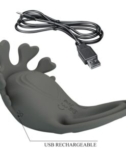 PRETTY LOVE – RUBEN DOBLE ANILLO VIBRADOR CON ESTIMULADOR GRIS - intimamenities.com