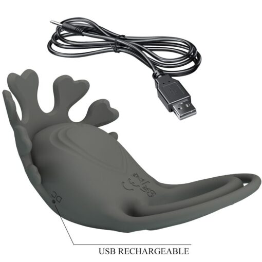 PRETTY LOVE – RUBEN DOBLE ANILLO VIBRADOR CON ESTIMULADOR GRIS - intimamenities.com