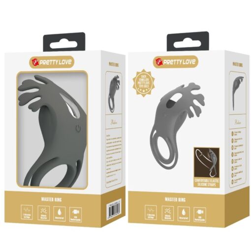 PRETTY LOVE – RUBEN DOBLE ANILLO VIBRADOR CON ESTIMULADOR GRIS - intimamenities.com