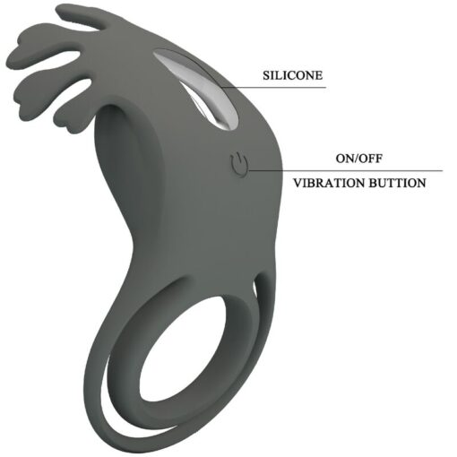 PRETTY LOVE – RUBEN DOBLE ANILLO VIBRADOR CON ESTIMULADOR GRIS - intimamenities.com