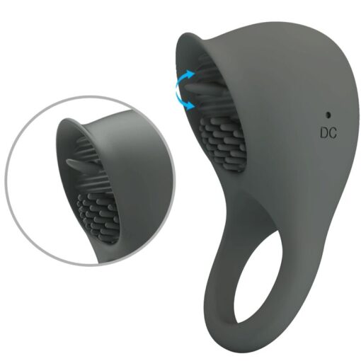 PRETTY LOVE – NIMBUS ANILLO VIBRADOR CON LENGUA GRIS - intimamenities.com