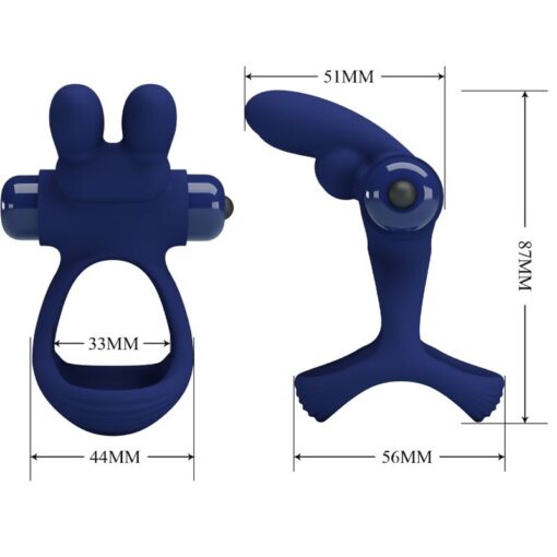 PRETTY LOVE – FRANCISCO DOBLE ANILLO VIBRADOR RABBIT AZUL - intimamenities.com