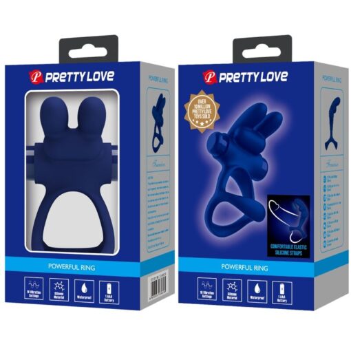 PRETTY LOVE – FRANCISCO DOBLE ANILLO VIBRADOR RABBIT AZUL - intimamenities.com