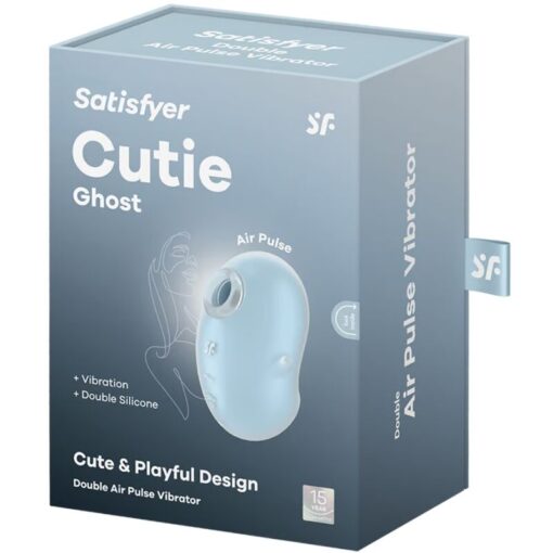 SATISFYER – CUTIE GHOST VIBRADOR LAY-ON AZUL CLARO - intimamenities.com