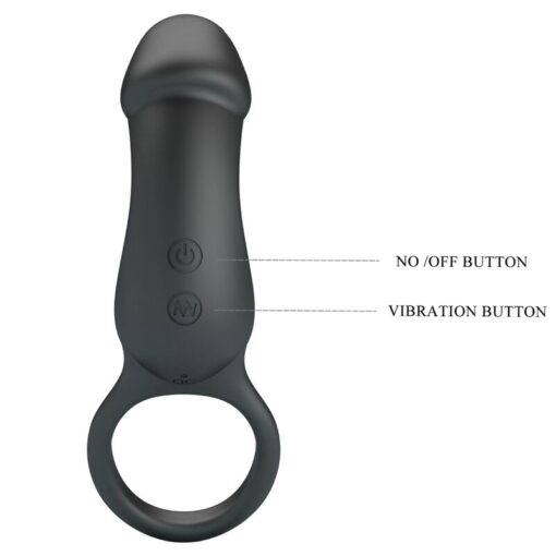 PRETTY LOVE – TRAE ANILLO VIBRADOR CON ESTIMULADOR NEGRO - intimamenities.com