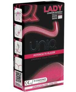 UNIQ –  LADY CONDOM PRESERVATIVOS FEMENINOS CON LIGUERO SIN LATEX 3 UNIDADES - intimamenities.com