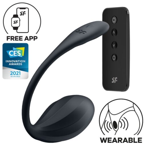 SATISFYER – RIBBED PETAL ESTIMULADOR PUNTO G CONTROL REMOTO NEGRO APP GRATUITA - intimamenities.com