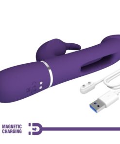 PRETTY LOVE – KAMPAS VIBRADOR RABBIT 3 EN 1 MULTIFUNCIÓN CON LENGUA VIOLETA - intimamenities.com