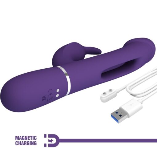 PRETTY LOVE – KAMPAS VIBRADOR RABBIT 3 EN 1 MULTIFUNCIÓN CON LENGUA VIOLETA - intimamenities.com
