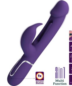 PRETTY LOVE – KAMPAS VIBRADOR RABBIT 3 EN 1 MULTIFUNCIÓN CON LENGUA VIOLETA - intimamenities.com