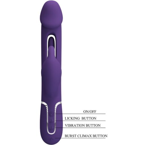 PRETTY LOVE – KAMPAS VIBRADOR RABBIT 3 EN 1 MULTIFUNCIÓN CON LENGUA VIOLETA - intimamenities.com