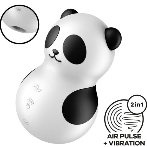 SATISFYER – POCKET PANDA ESTIMULADOR & VIBRADOR BLANCO Y NEGRO - intimamenities.com