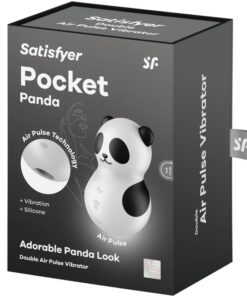 SATISFYER – POCKET PANDA ESTIMULADOR & VIBRADOR BLANCO Y NEGRO - intimamenities.com