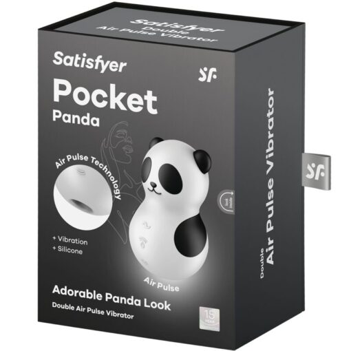 SATISFYER – POCKET PANDA ESTIMULADOR & VIBRADOR BLANCO Y NEGRO - intimamenities.com