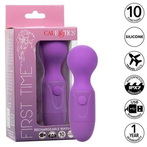 CALEXOTICS – FIRST TIME MASAJEADOR RECARGABLE 10 VIBRACIONES VIOLETA - intimamenities.com