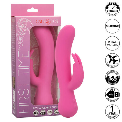 CALEXOTICS – FIRST TIME VIBRADOR RABBIT RECARGABLE ROSA - intimamenities.com