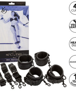 CALEXOTICS – NOCTURNAL RESTRICCIONES DE CAMA CUERO AJUSTABLE NEGRO - intimamenities.com