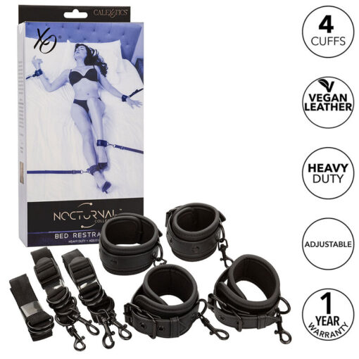 CALEXOTICS – NOCTURNAL RESTRICCIONES DE CAMA CUERO AJUSTABLE NEGRO - intimamenities.com