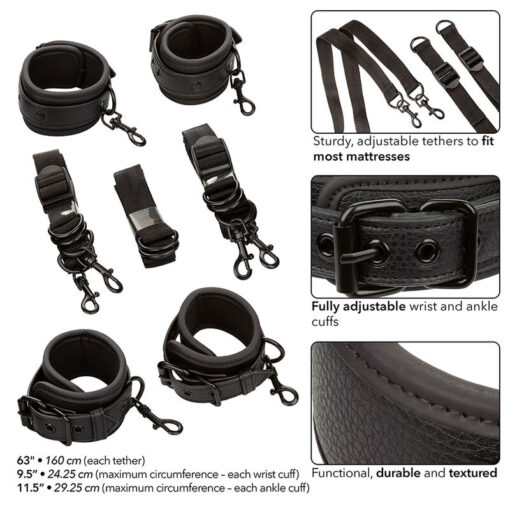 CALEXOTICS – NOCTURNAL RESTRICCIONES DE CAMA CUERO AJUSTABLE NEGRO - intimamenities.com