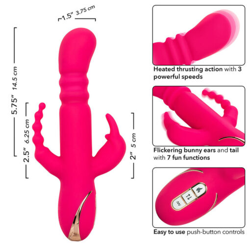 CALEXOTICS – JACK FANTASY TRIPLE VIBRADOR CALENTABLE RABBIT ROSA - intimamenities.com