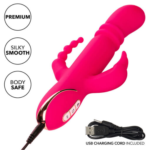 CALEXOTICS – JACK FANTASY TRIPLE VIBRADOR CALENTABLE RABBIT ROSA - intimamenities.com