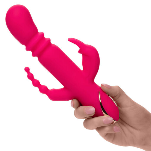 CALEXOTICS – JACK FANTASY TRIPLE VIBRADOR CALENTABLE RABBIT ROSA - intimamenities.com