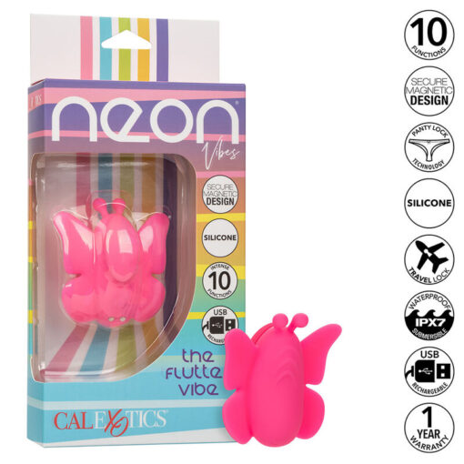 CALEXOTICS – NEON VIBES THE FLUTTER VIBE ESTIMULADOR 10 VIBRACIONES ROSA - intimamenities.com