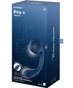 SATISFYER – PRO+ WAVE 4 ESTIMULADOR PUNTO G & AIR PULSE APLICACIÓN GRATUITA AZUL OSCURO - intimamenities.com