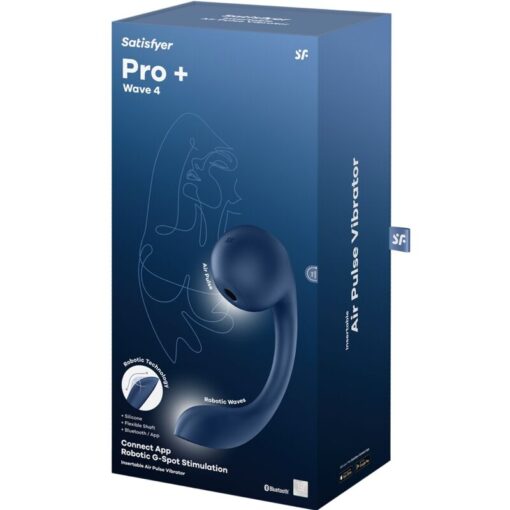 SATISFYER – PRO+ WAVE 4 ESTIMULADOR PUNTO G & AIR PULSE APLICACIÓN GRATUITA AZUL OSCURO - intimamenities.com