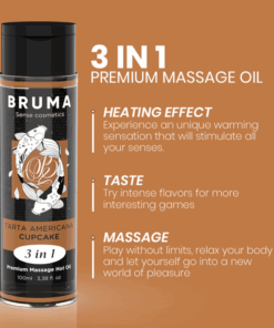 BRUMA – ACEITE DE MASAJE PREMIUM EFECTO CALOR SABOR TARTA AMERICANA 3 EN 1 – 100 ML - intimamenities.com