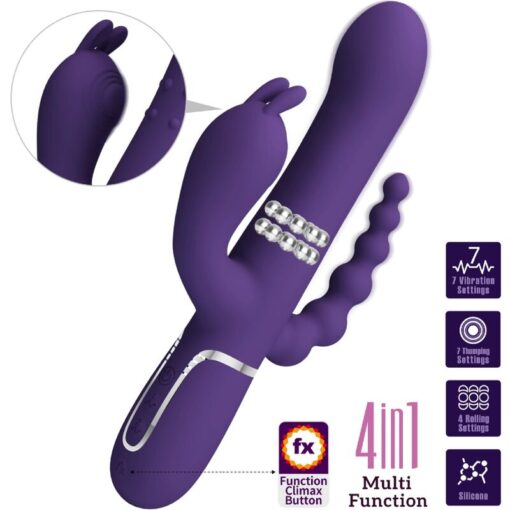 PRETTY LOVE – CAMMY TRIPLE VIBRADOR MULTIFUNCIÓN 4 EN 1 MORADO - intimamenities.com