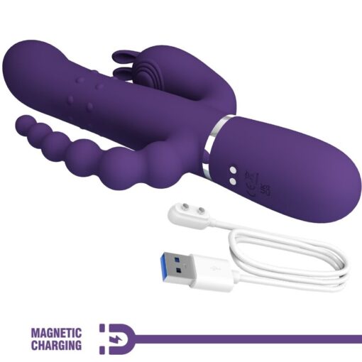 PRETTY LOVE – CAMMY TRIPLE VIBRADOR MULTIFUNCIÓN 4 EN 1 MORADO - intimamenities.com
