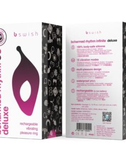 B SWISH – BCHARMED RHYTHM INFINITE DELUXE ANILLO PARA PENE 15 VIBRACIONES NEGRO - intimamenities.com