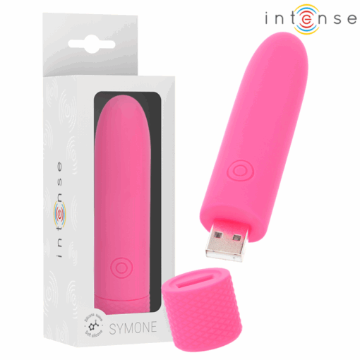 INTENSE – SYMONE BALA VIBRADORA RECARGABLE POR USB 8 VIBRACIONES ROSA 10 X 2.2 CM - intimamenities.com