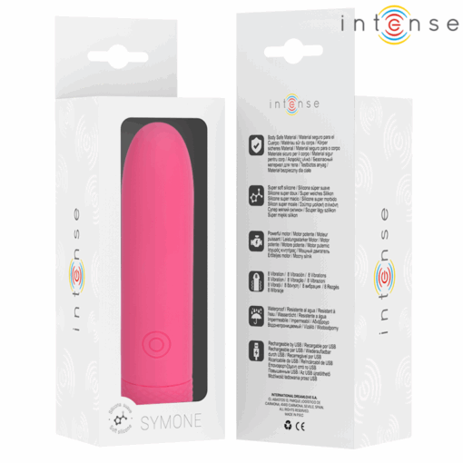 INTENSE – SYMONE BALA VIBRADORA RECARGABLE POR USB 8 VIBRACIONES ROSA 10 X 2.2 CM - intimamenities.com